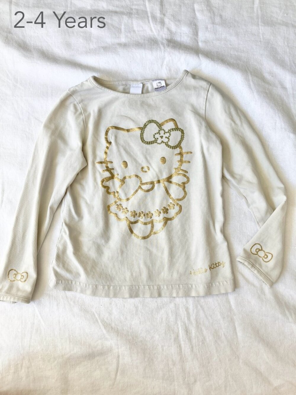 (🎨$3 PLAY) Hello Kitty 2-4 Years Toddler Sanrio White Long Sleeve Top Kawaii